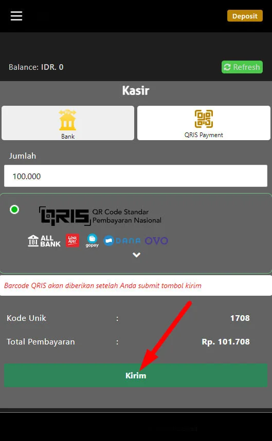 CARA DEPOSIT VIA QRIS